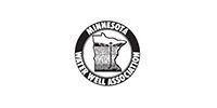 A black and white logo for the minnesota water well association.
