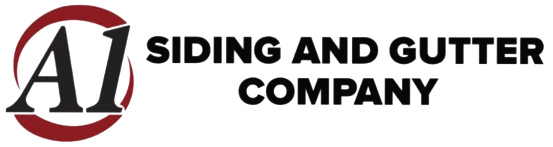 Logo for A1 Siding and Gutter Company. A1 in black enclosed in a red circle with black text.