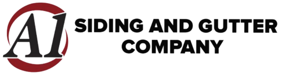 Logo for A1 Siding and Gutter Company. A1 in black enclosed in a red circle with black text.