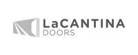 LaCantina Doors logo. Gray design: angled shape and brand name 