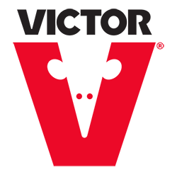 A victor logo with a red v on a white background