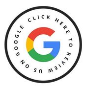 A google logo in a circle that says click here to review us.