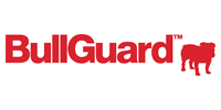 Red logo for BullGuard, with text and a bulldog graphic.