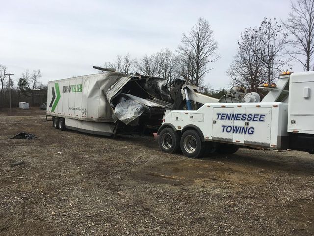 Damaged truck towing