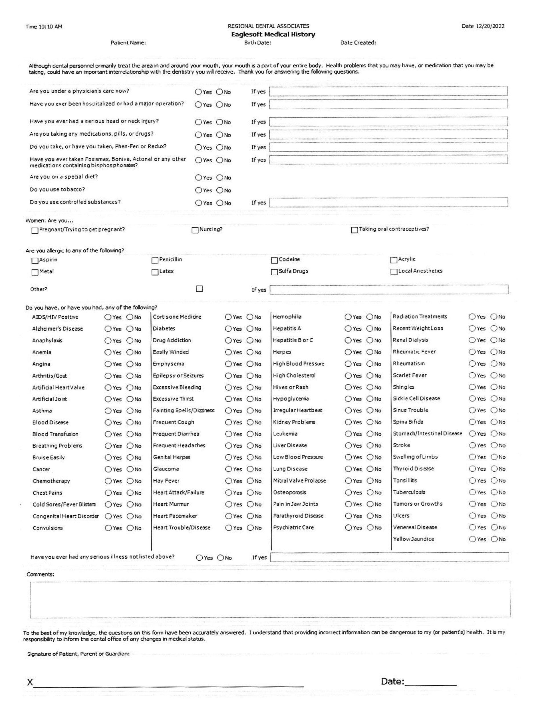 Patient Registration Form - page 2