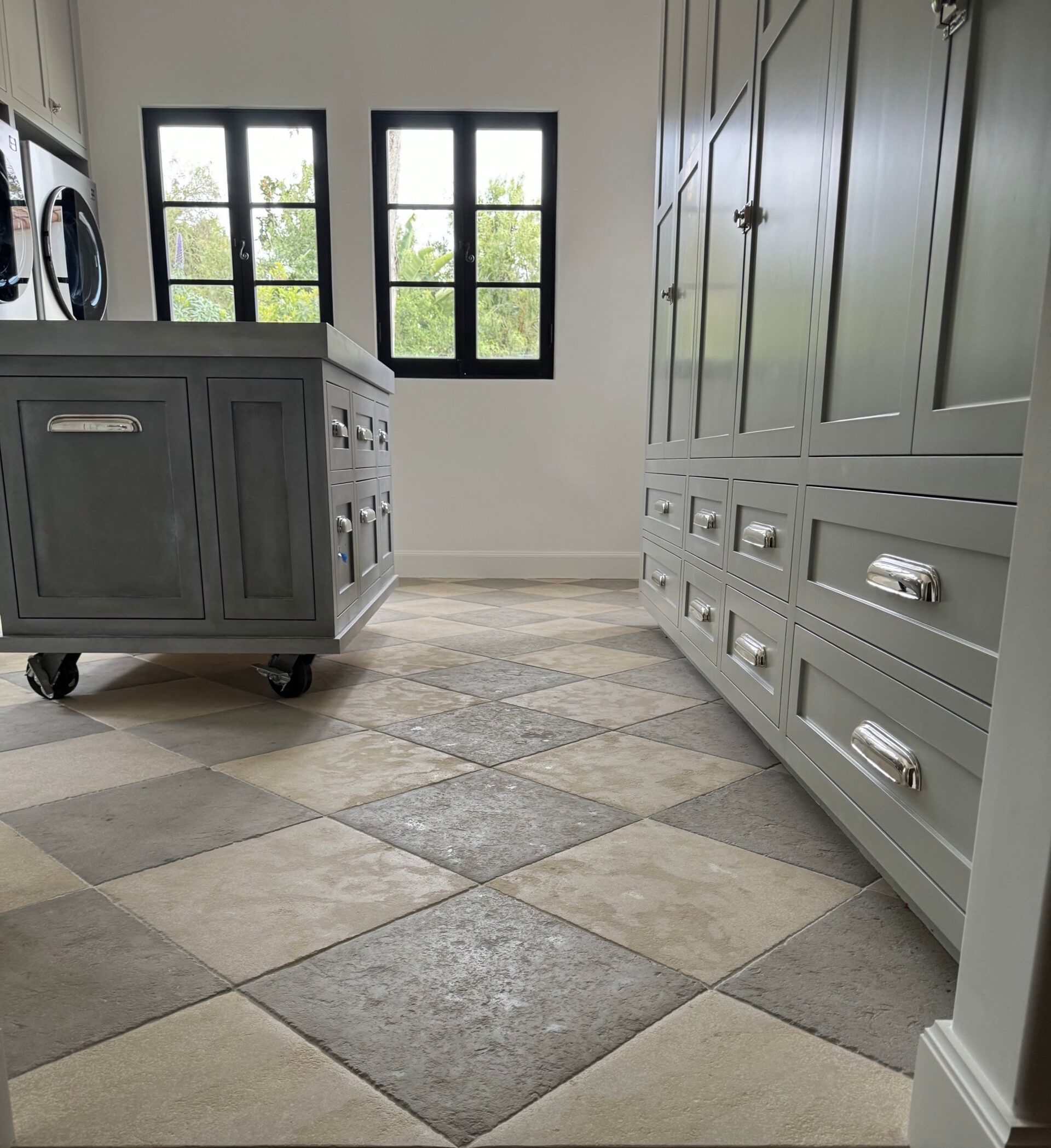 Light gray marble surface with subtle white and dark veining