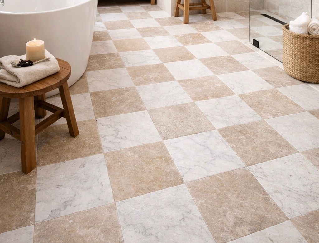 Light gray textured surface with subtle white and beige marbling patterns