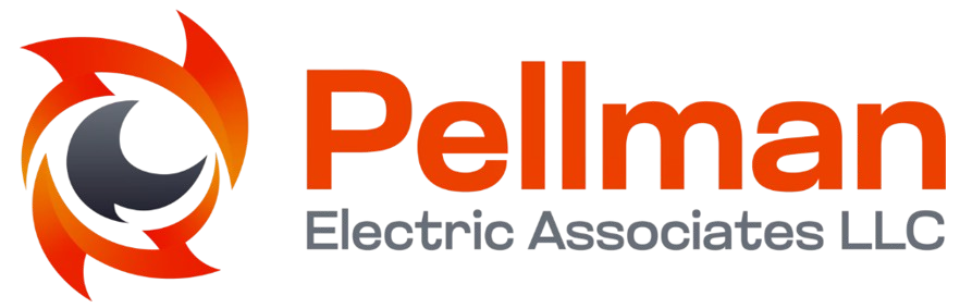 Pellman Electric Associates LLC logo in white on an orange background