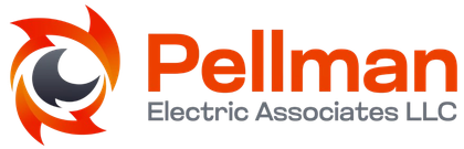 Pellman Electric Associates LLC logo in white on an orange background