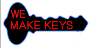 A neon sign that says we make keys