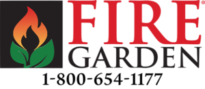 Fire Garden logo with red flame and green leaves, plus phone number 1-800-654-1177