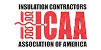 Logo for the Insulation Contractors Association of America, with red “ICAA” and black text on white background