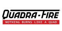Quadra-Fire logo with tagline “Nothing burns like a quad” on a black-and-red banner