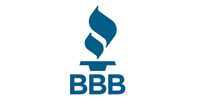 Blue BBB logo with a flame-like icon above the letters “BBB” on a white background