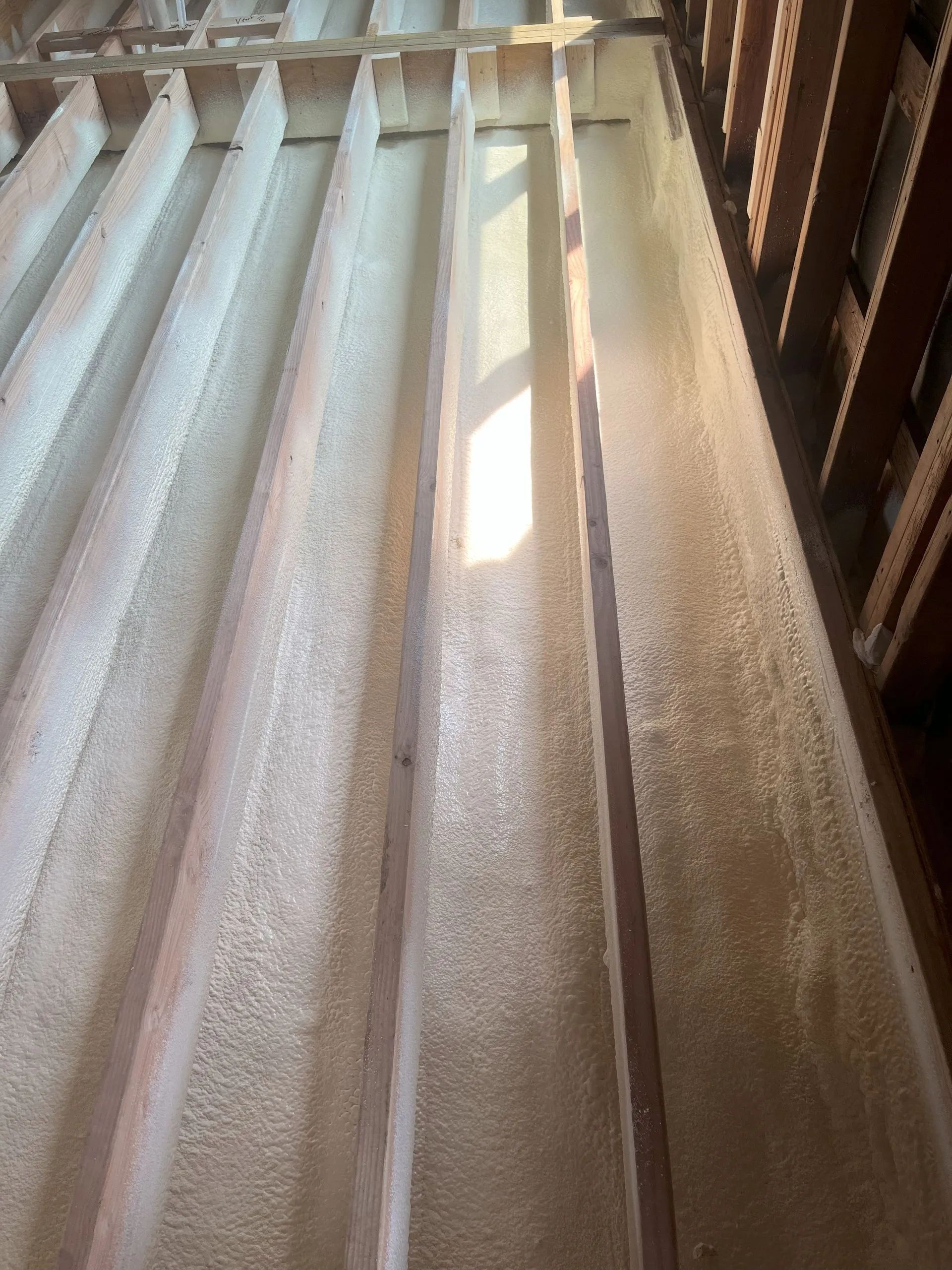 Sunlight streaming through sheer curtains beside a wooden window frame