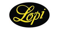 Yellow “Lopi” script logo on a black oval background