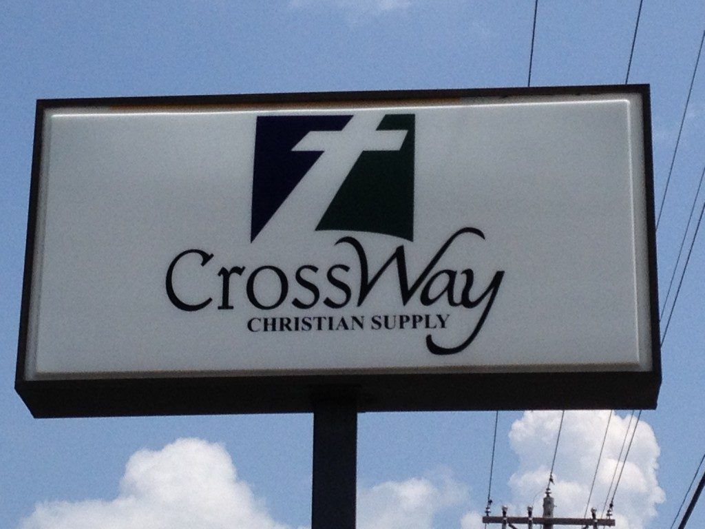 A sign that says crossway christian supply on it