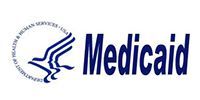 Logo for Medicaid featuring the U.S. Department of Health and Human Services seal next to the blue text