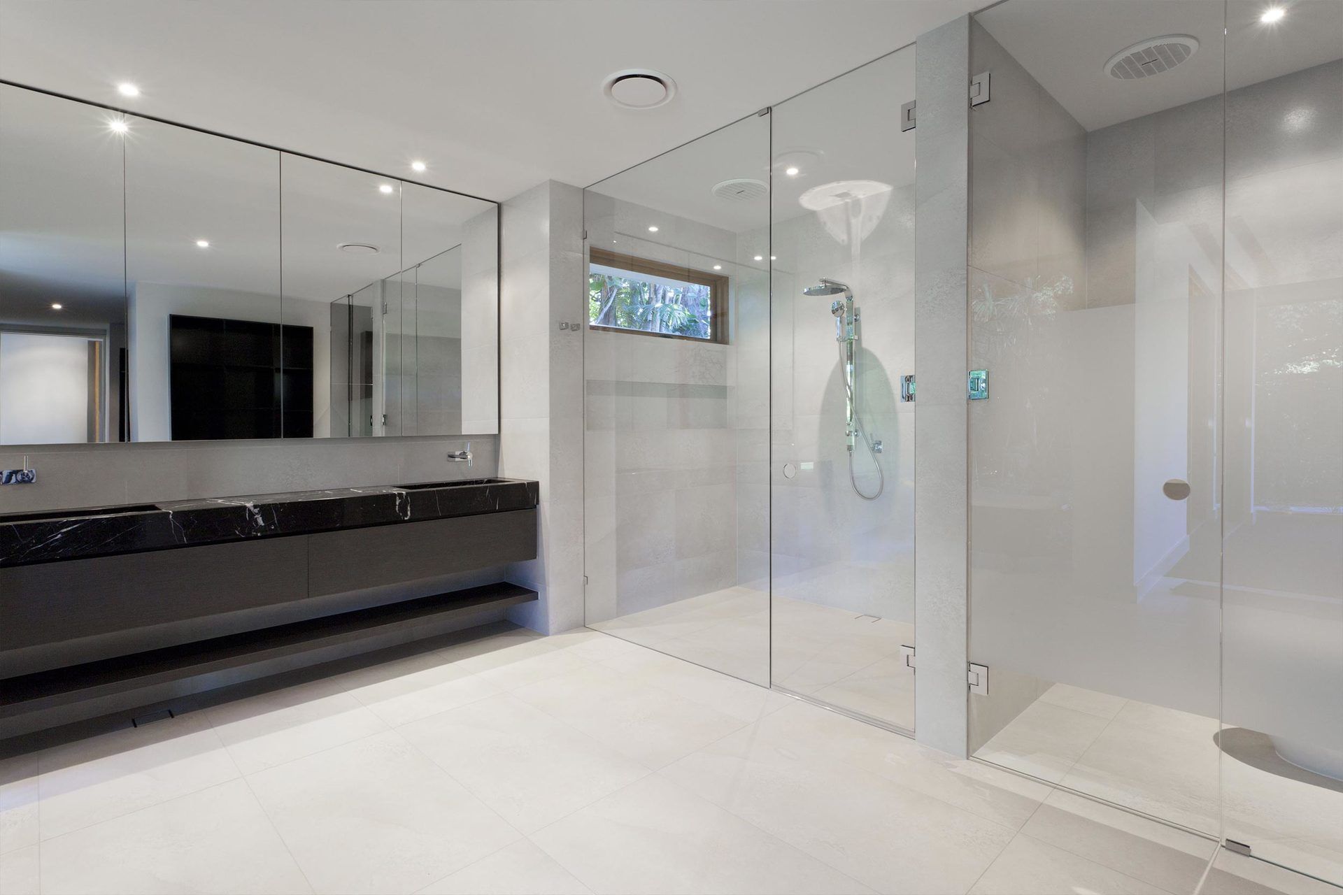 Shower glass and mirror