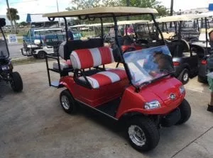 Red Evolution golf cart