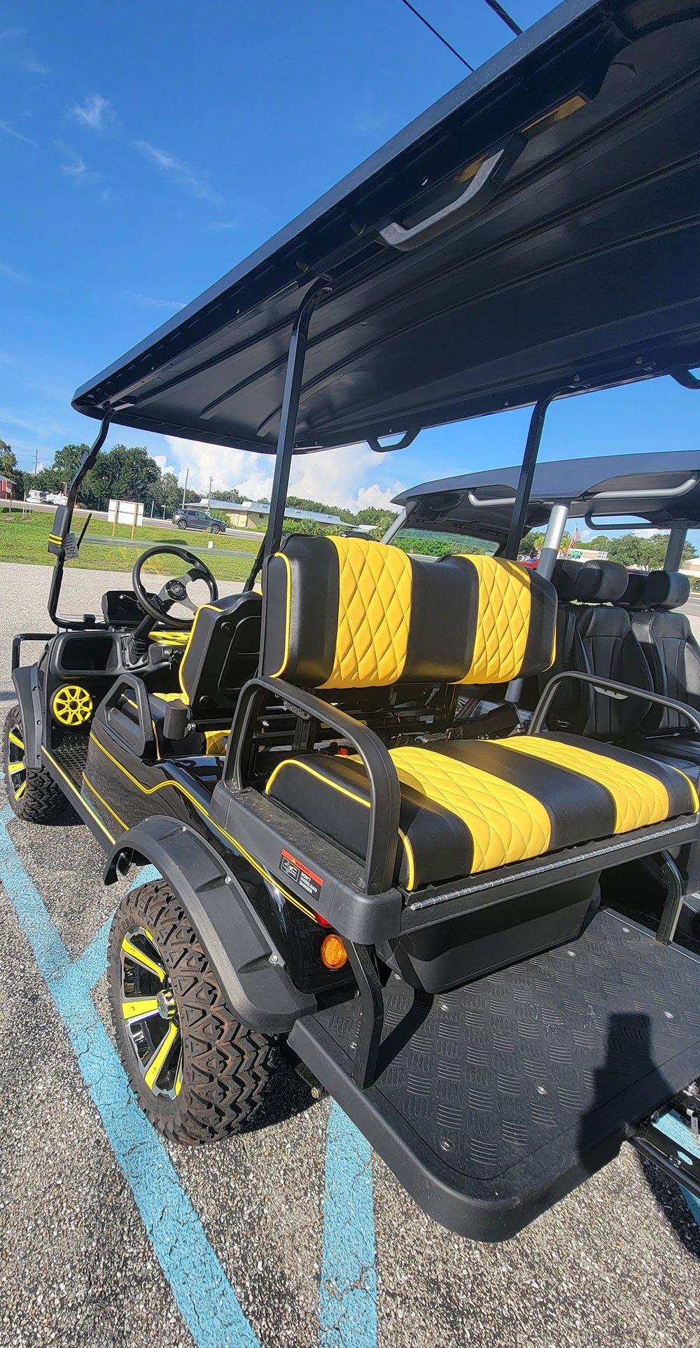 Yellow Seat Cover Golf Cart