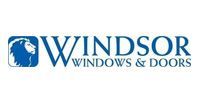 Windsor Windows & Doors logo in blue text with a blue square icon on a white background
