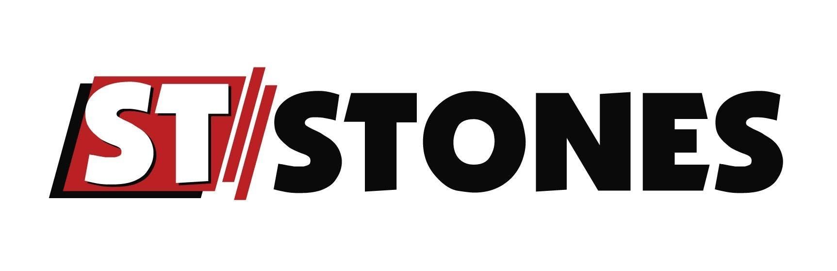 STI Stones logo in red and black text on a white background