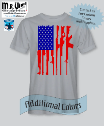 American Rifle Flag Colored- Distressed Design- Premium Graphic T-Shirt