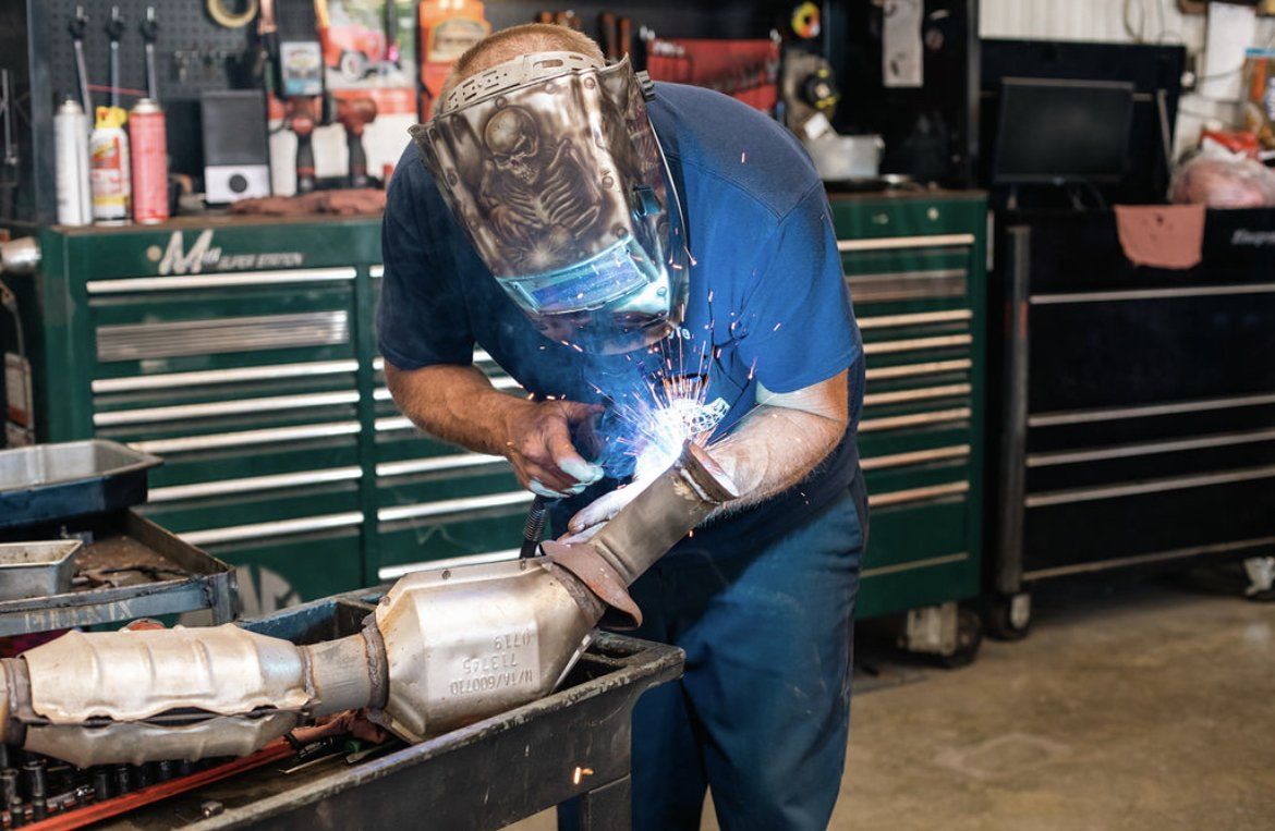 Welding work in progress at Big Daddy Diesel