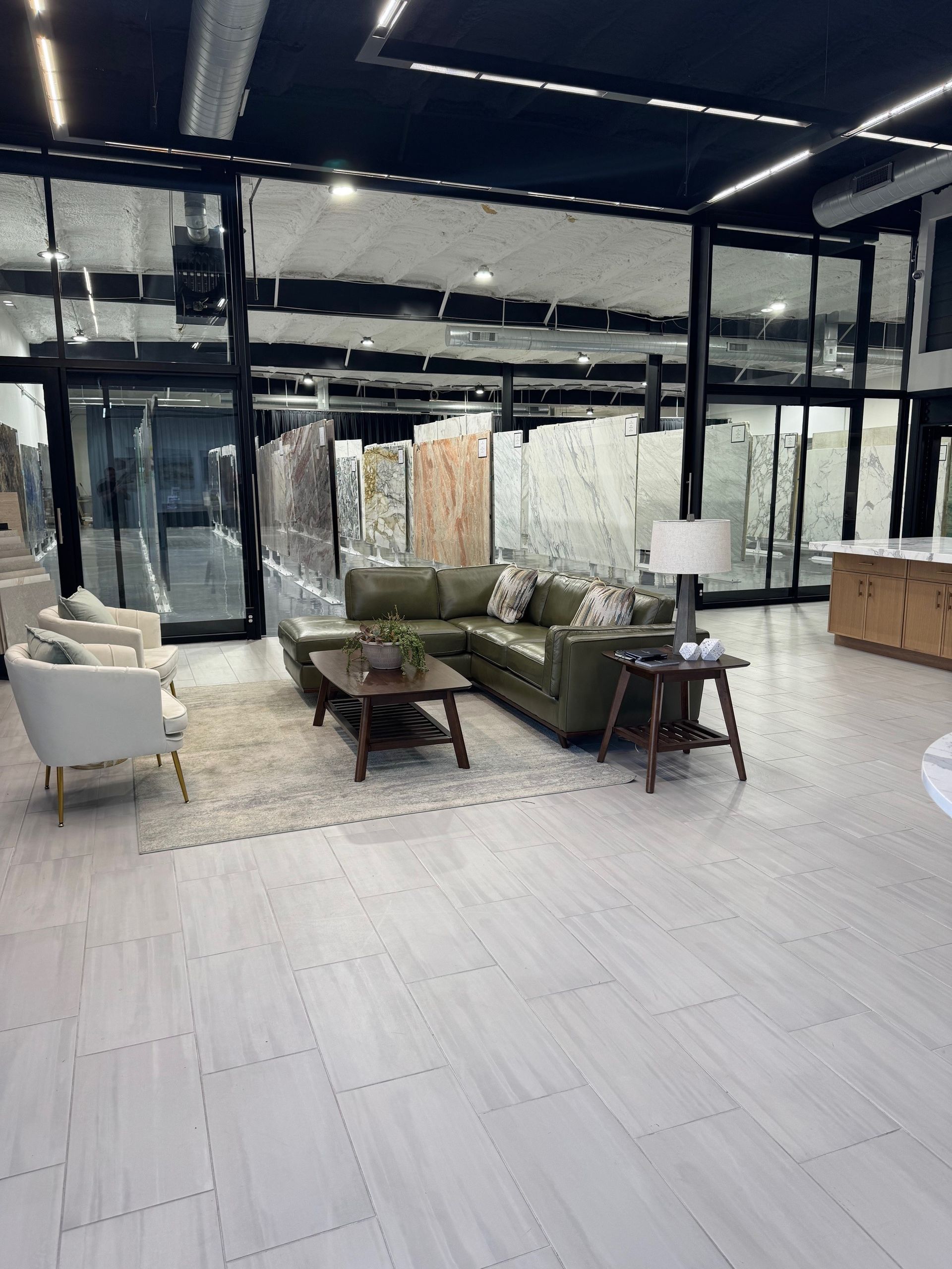 A living room filled with furniture and a couch.