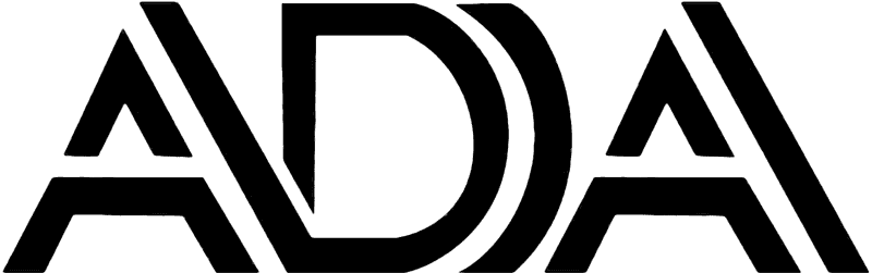 ADA logo with three stylized letters, A, D, and A.