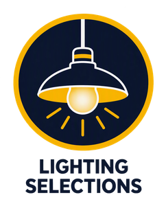 Electrical supply logo with a white and yellow plug icon on a dark blue circle