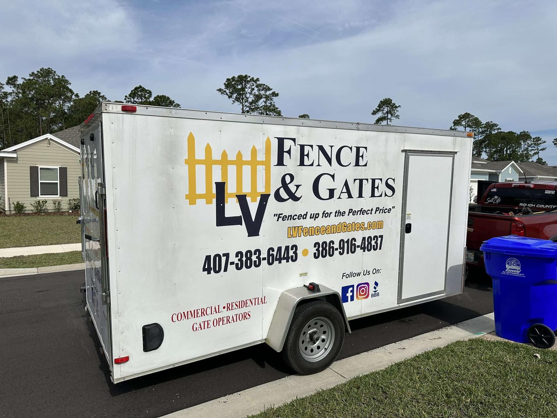 A white trailer with 