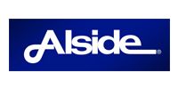 Alside logo in white on a dark blue rectangular background.