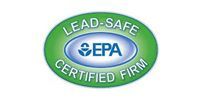 EPA Lead-Safe Certified Firm green oval logo with blue EPA emblem and white text.