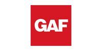 GAF logo in white letters on a red square background.
