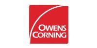 Owens Corning logo in white on a red square background.