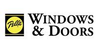 Pella Windows & Doors logo in black and yellow.