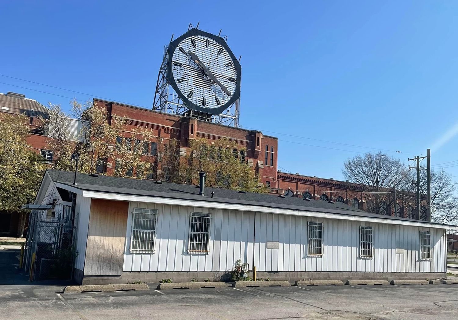 An old building with a large clock on top of it