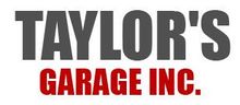 Taylor's Garage Inc. logo in gray and red text on a white background.