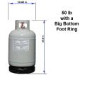 A 50 lb propane cylinder with a big bottom foot ring.