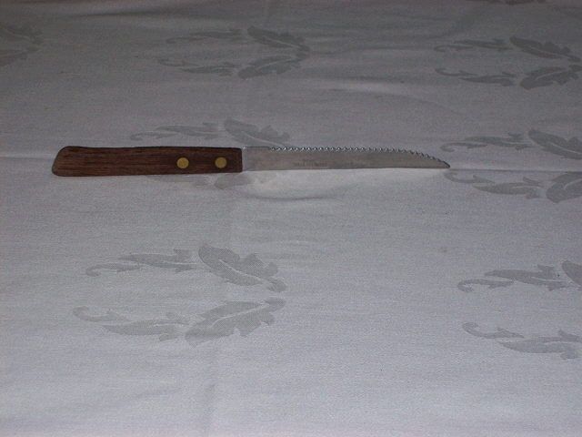 KNIFE, STEAK, WOOD HANDLE