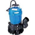 A blue and black submersible pump with a handle on a white background.
