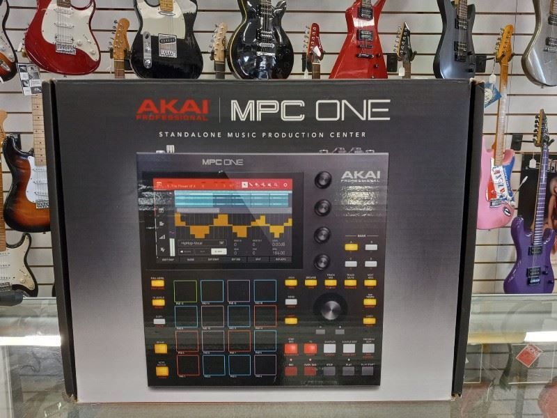 An akai mpc one is on display in a store