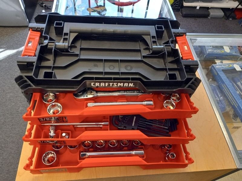 A craftsman toolbox is stacked on top of each other
