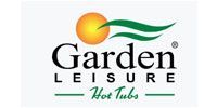 Logo for Garden Leisure Hot Tubs, featuring an orange sun with green swishes above the company name.
