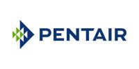 Pentair logo: blue triangle with green and white diamond shapes, dark blue text.