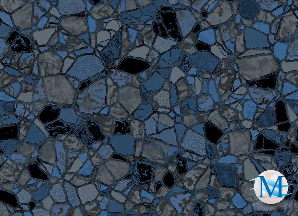 Blue and gray stone mosaic pattern.