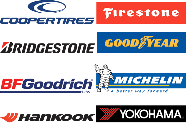 Cooper Tires, Firestone, Bridgestone, Goodyear, BFGoodrich, Michelin, Hankook, Yokohama