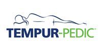Tempur-Pedic logo in blue and green with a reclining outline above the text